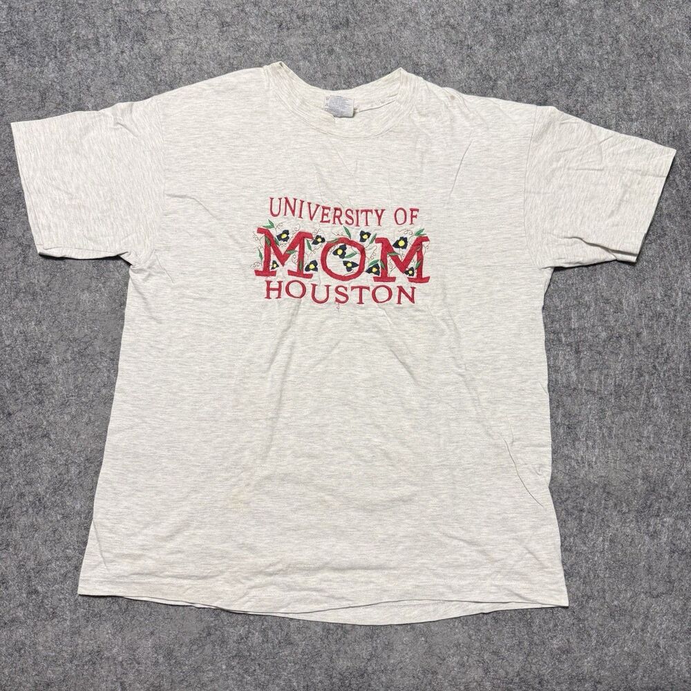Vintage 90s University of Mom Houston T Shirt Large Hanes Beefy T Made in USA
